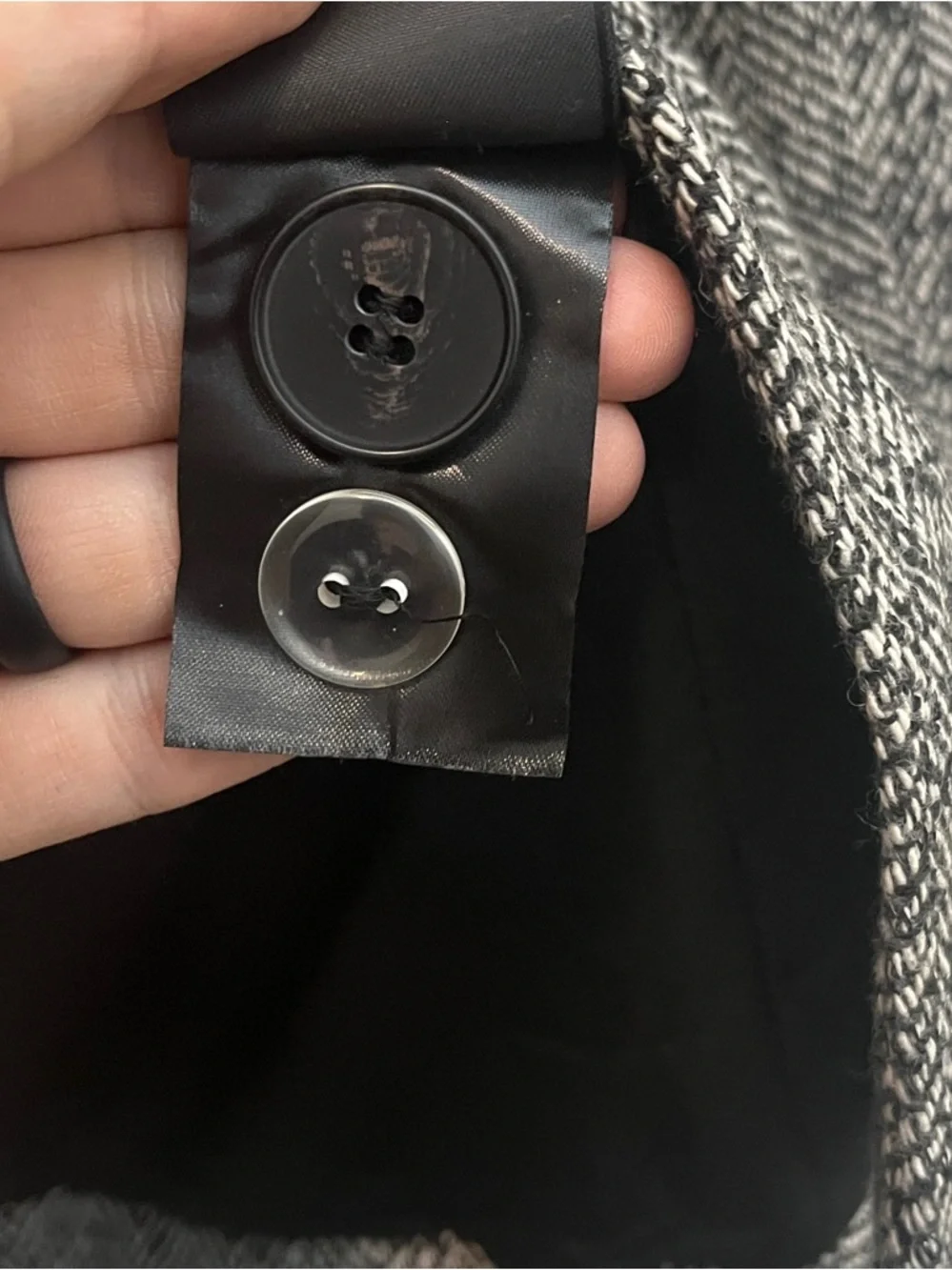 H&M Herringbone Double Breasted Blazer Coat Size M Black‎ White Tweed Wool Blend